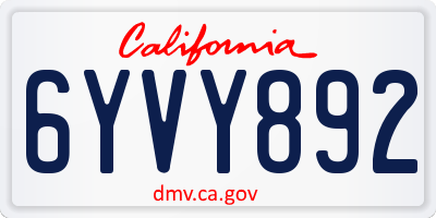 CA license plate 6YVY892