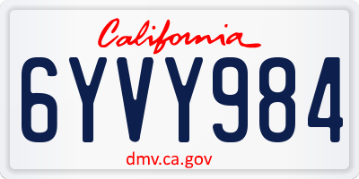 CA license plate 6YVY984