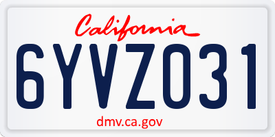 CA license plate 6YVZ031