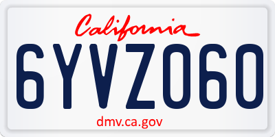 CA license plate 6YVZ060