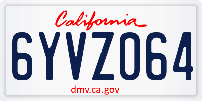 CA license plate 6YVZ064
