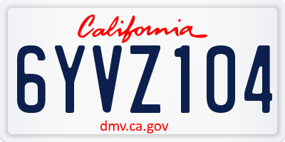CA license plate 6YVZ104