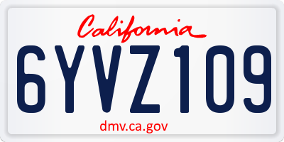 CA license plate 6YVZ109