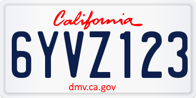 CA license plate 6YVZ123