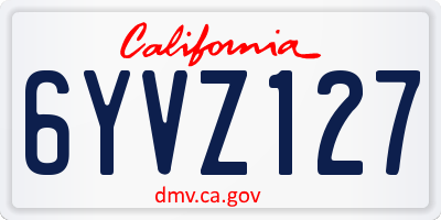 CA license plate 6YVZ127