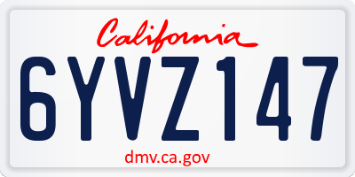 CA license plate 6YVZ147