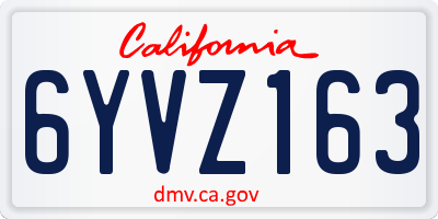 CA license plate 6YVZ163