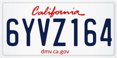 CA license plate 6YVZ164