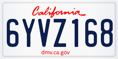 CA license plate 6YVZ168