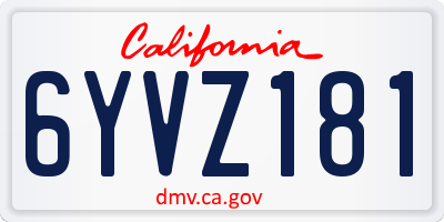 CA license plate 6YVZ181