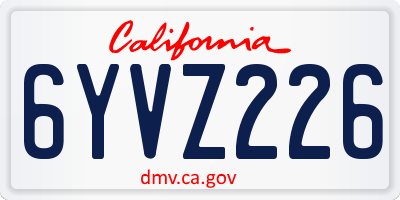 CA license plate 6YVZ226
