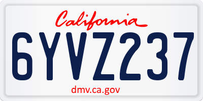 CA license plate 6YVZ237