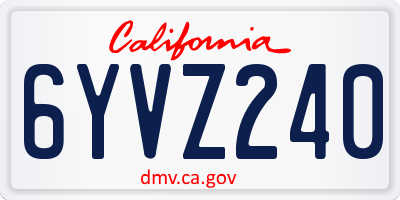 CA license plate 6YVZ240