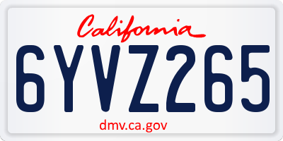 CA license plate 6YVZ265
