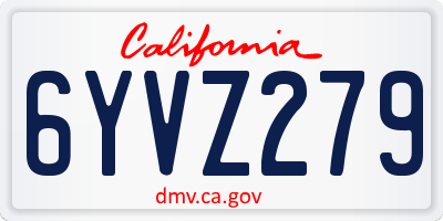 CA license plate 6YVZ279