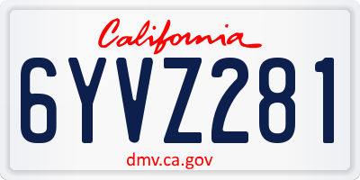 CA license plate 6YVZ281