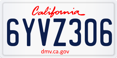 CA license plate 6YVZ306