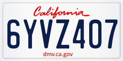CA license plate 6YVZ407