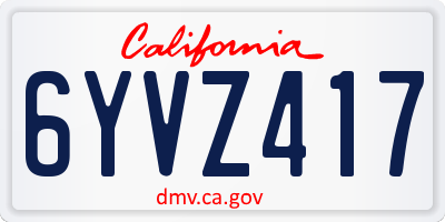 CA license plate 6YVZ417