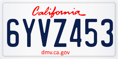 CA license plate 6YVZ453