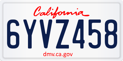 CA license plate 6YVZ458