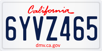 CA license plate 6YVZ465