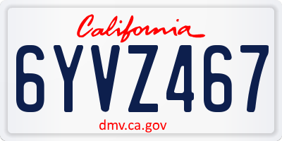 CA license plate 6YVZ467