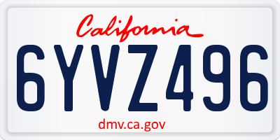 CA license plate 6YVZ496