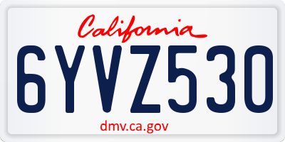 CA license plate 6YVZ530