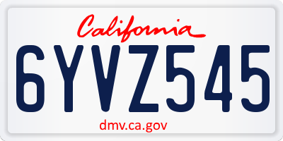CA license plate 6YVZ545