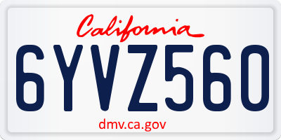 CA license plate 6YVZ560