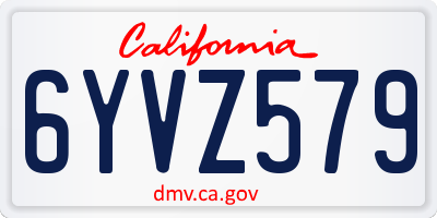 CA license plate 6YVZ579