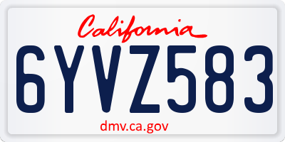 CA license plate 6YVZ583