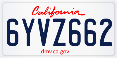 CA license plate 6YVZ662