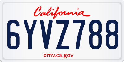 CA license plate 6YVZ788