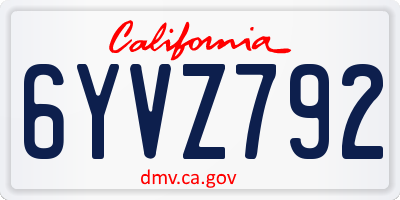 CA license plate 6YVZ792