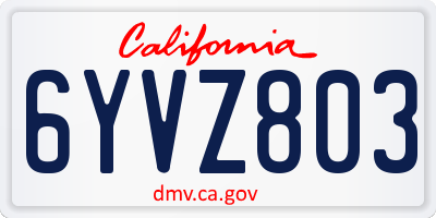 CA license plate 6YVZ803