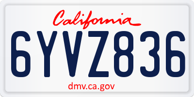 CA license plate 6YVZ836