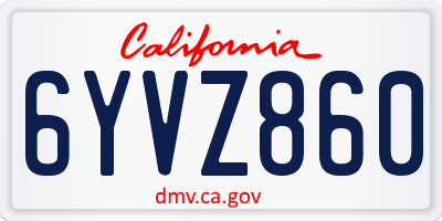 CA license plate 6YVZ860