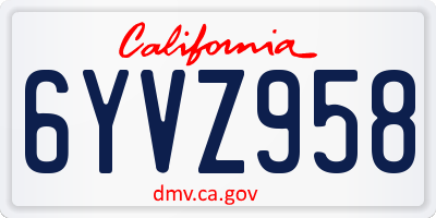 CA license plate 6YVZ958