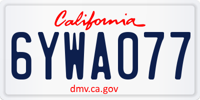 CA license plate 6YWA077