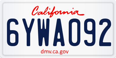 CA license plate 6YWA092