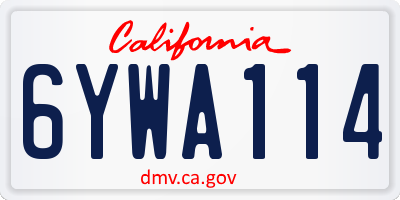 CA license plate 6YWA114
