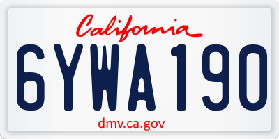 CA license plate 6YWA190