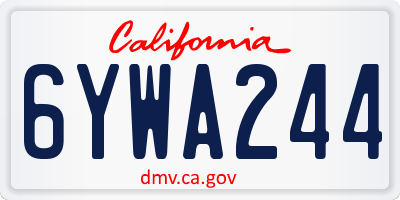 CA license plate 6YWA244