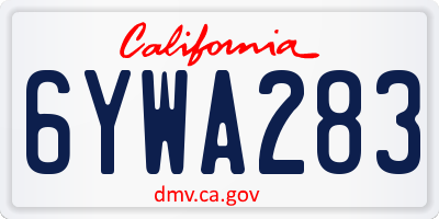 CA license plate 6YWA283