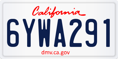 CA license plate 6YWA291