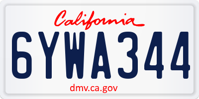 CA license plate 6YWA344