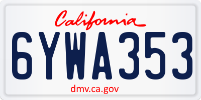 CA license plate 6YWA353