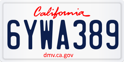CA license plate 6YWA389